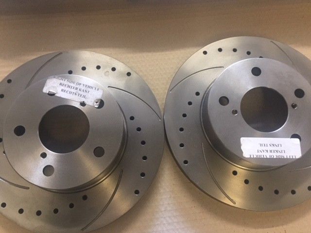 Subaru Impreza Cross Drilled And Grooved Front Brake Discs. 242mm diameter - Image 4